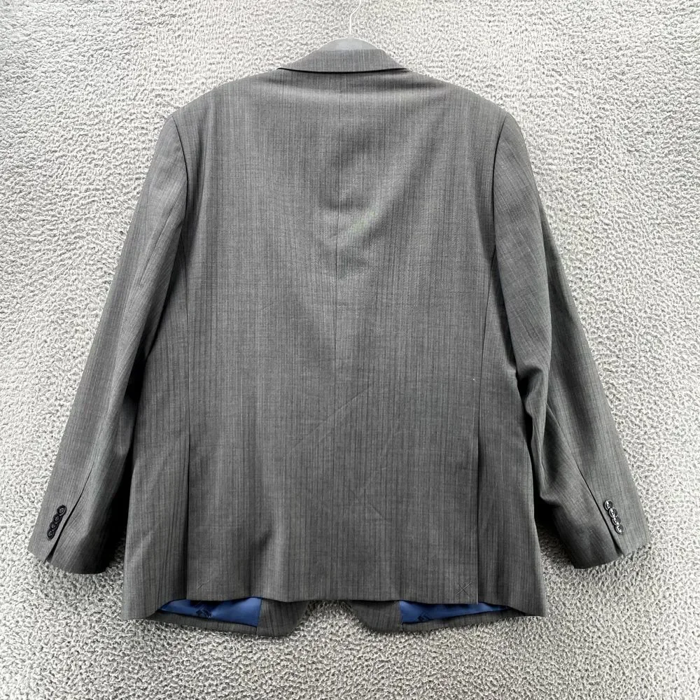 Vince Camuto Jacket Adult 48L Gray Striped Wool Slim Fit Blazer Coat Formal Mens